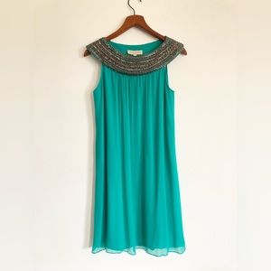 Anita Dongre Turquoise Dress with Embellished Collar